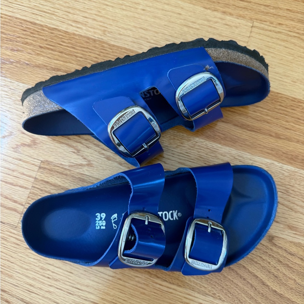 Birkenstock Two‑Strap EVA Sandals in Bright Blue